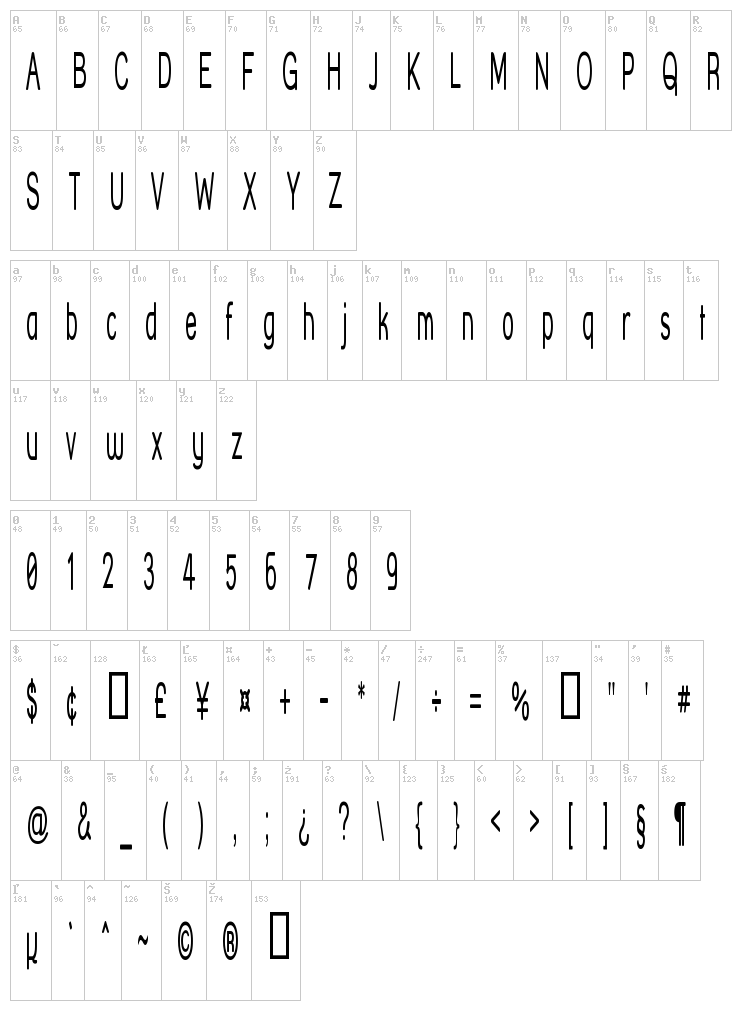 Street Corner font map